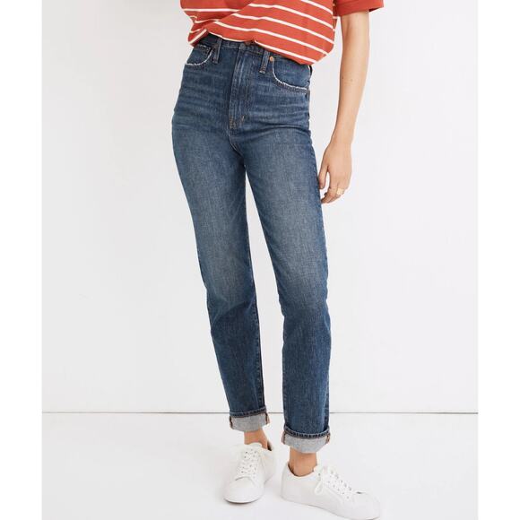 Madewell NWT The Momjean Draycott Wash Straight Leg High Rise Jeans Size 26 - Picture 2 of 12